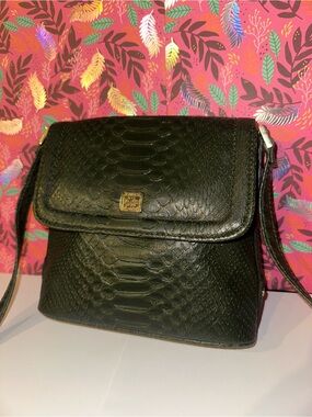 Liz Claiborne Dark Green Faux-Snake Leather Crossbody Bag